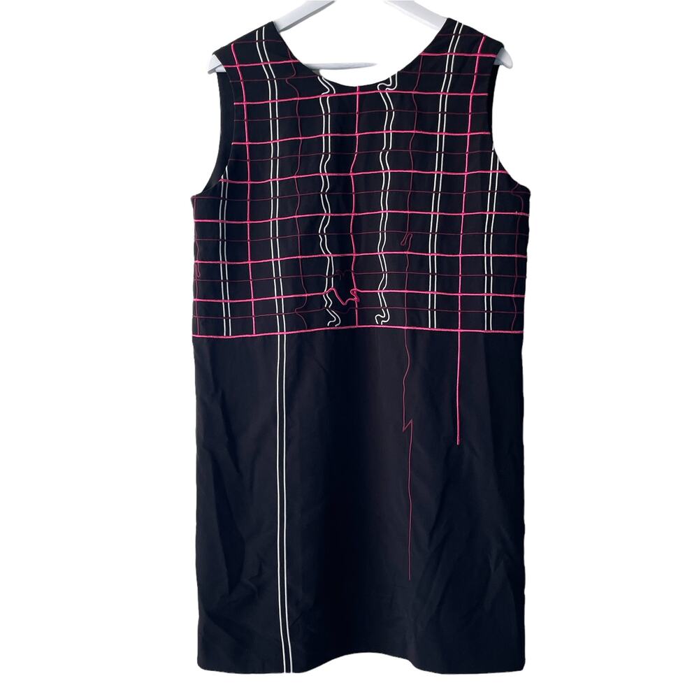 Kenzo Black Embroidered Striped Crewneck Front Dress (NWT) - EUR 44 / US 12